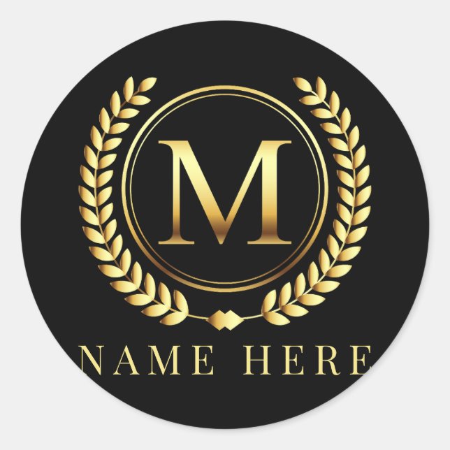 Adesivo Redondo Monograma Inicial M Letra Floral M (Frente)