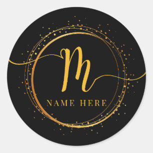 Adesivo Redondo Monograma Inicial M Letra Floral M