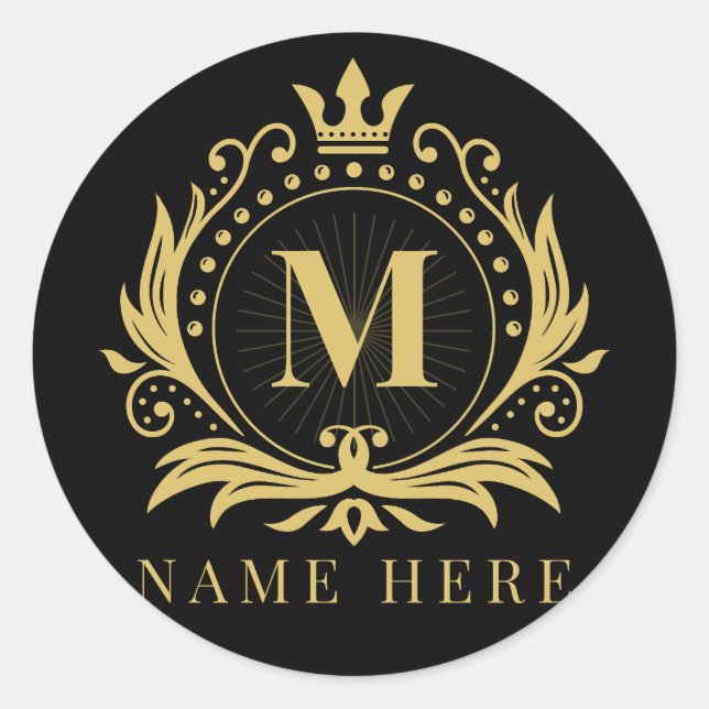 Adesivo Redondo Monograma Inicial M Letra Floral M (Frente)