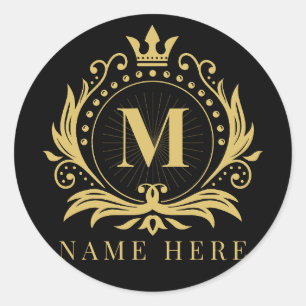 Adesivo Redondo Monograma Inicial M Letra Floral M