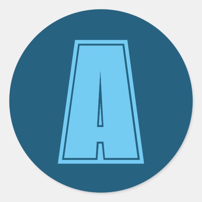 Adesivo Redondo Monograma Inicial Monograma do Ocean & Sky Blue Ch (Frente)