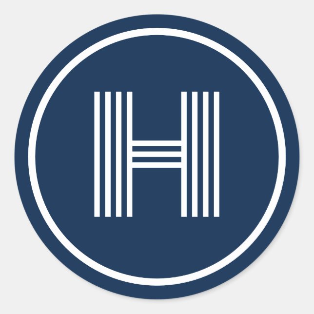 Adesivo Redondo Monograma inicial Oxford Blue (Frente)