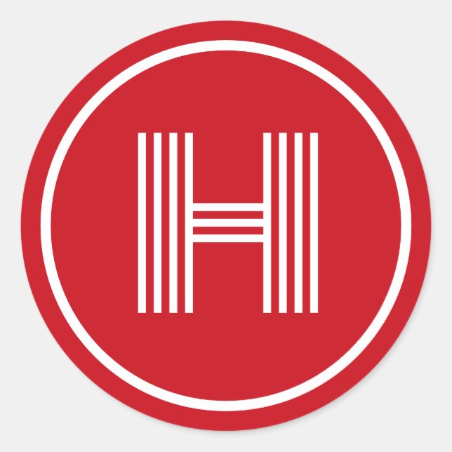 Adesivo Redondo Monograma Inicial Veneza Vermelho Retro (Frente)