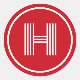 Adesivo Redondo Monograma Inicial Veneza Vermelho Retro