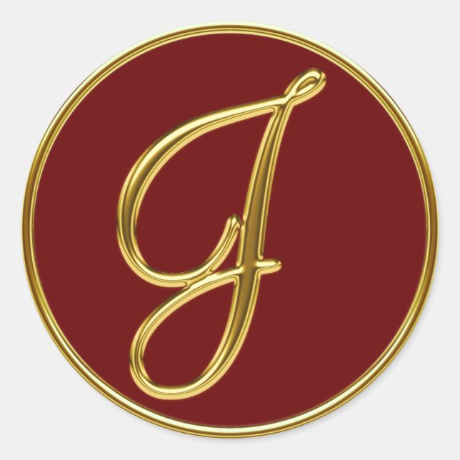 Adesivo Redondo Monograma J em ouro 3D (Frente)