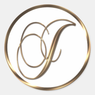 Adesivo Redondo Monograma J Faux Bronze