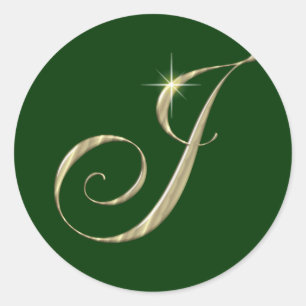 Adesivo Redondo Monograma J Inicial Dourado