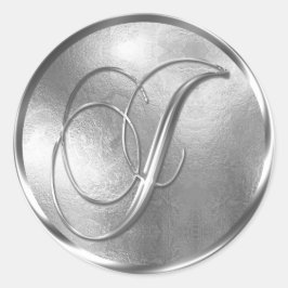 Adesivo Redondo Monograma J Selo de Envelope Silver NONMETÁLICO