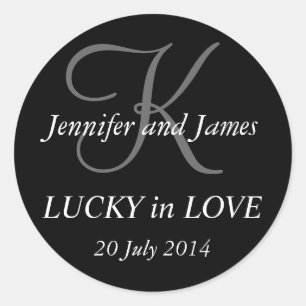 Adesivo Redondo Monograma K Stickers para Casamentos Pretos