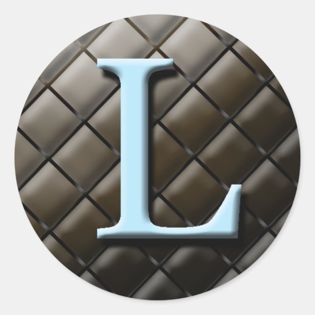 Adesivo Redondo Monograma L De Casamento De Azul E Chocolate Etiqu (Frente)