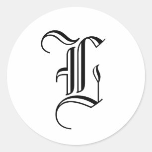 Adesivo Redondo Monograma L estilo inglês velho do selo do convit