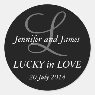 Adesivo Redondo Monograma L Stickers para Casamentos Pretos