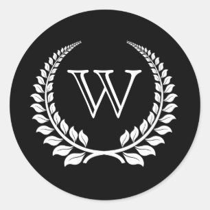 Adesivo Redondo Monograma Laurel Black/White
