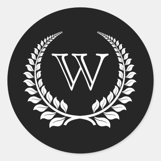 Adesivo Redondo Monograma Laurel Black/White (Frente)