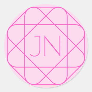Adesivo Redondo Monograma Legal, Estilo de Logotipo Moderno Rosa