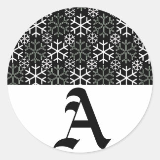 Adesivo Redondo Monograma - Letra A Snowflakes, Sticker