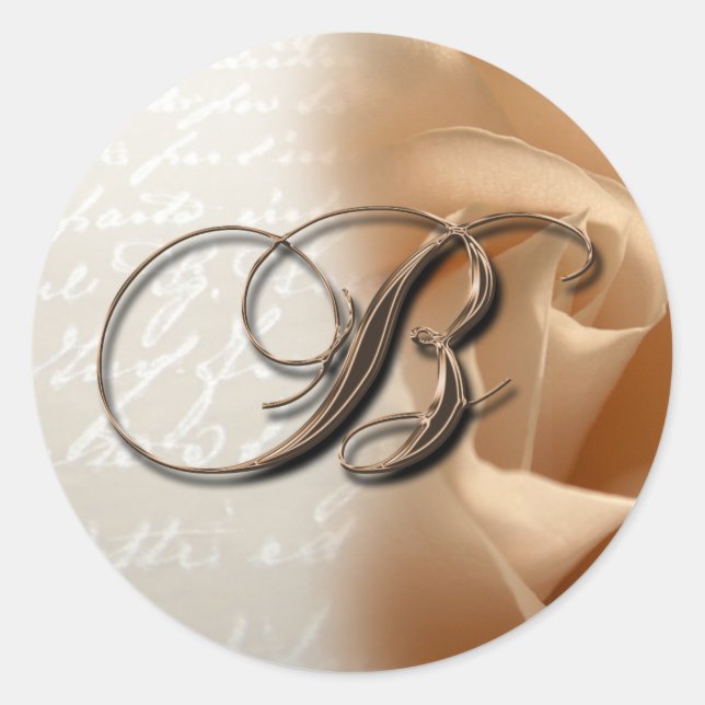 Adesivo Redondo Monograma - Letra B Selo de Envelope Casado (Frente)