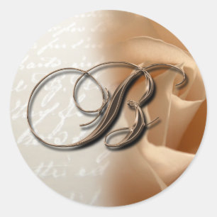 Adesivo Redondo Monograma - Letra B Vinheta de Envelope Casado