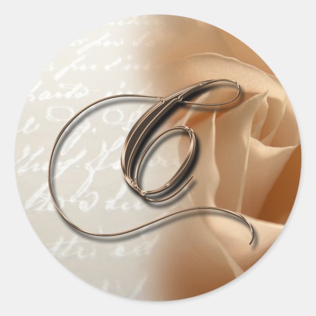 Adesivo Redondo Monograma - Letra C Vinheta de Envelope Casado (Frente)