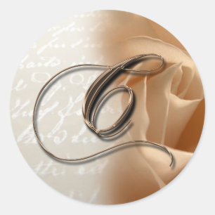 Adesivo Redondo Monograma - Letra C Vinheta de Envelope Casado