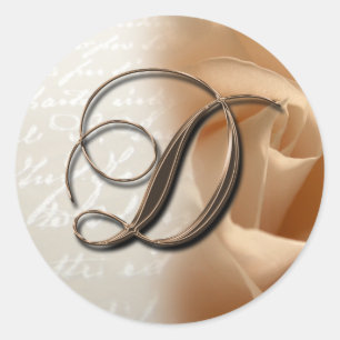 Adesivo Redondo Monograma - Letra D Vinheta de Envelope Casado