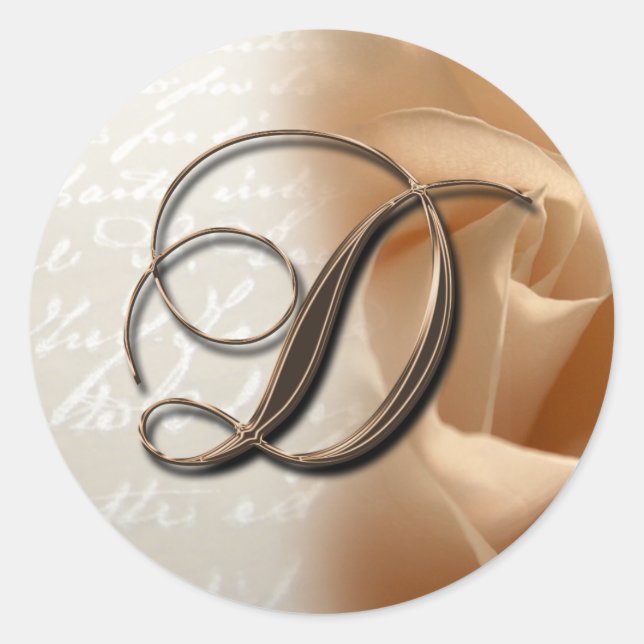 Adesivo Redondo Monograma - Letra D Vinheta de Envelope Casado (Frente)