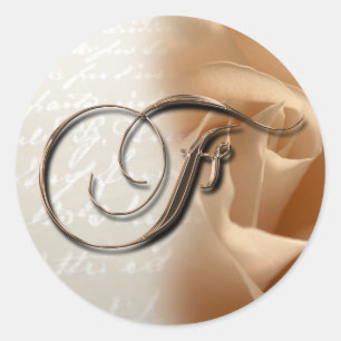 Adesivo Redondo Monograma - Letra F Casamento Envelope Selo