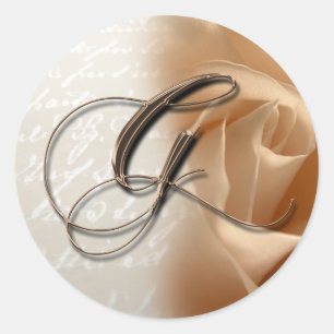 Adesivo Redondo Monograma - Letra G Selo de Envelope Casado