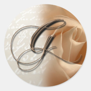 Adesivo Redondo Monograma - Letra G Vinheta de Envelope Casado