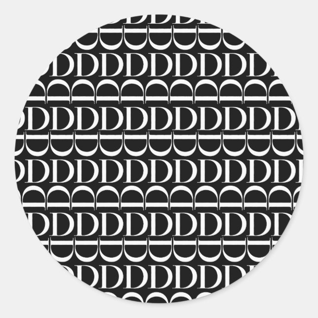 Adesivo Redondo Monograma - Letra Inicial D (Frente)