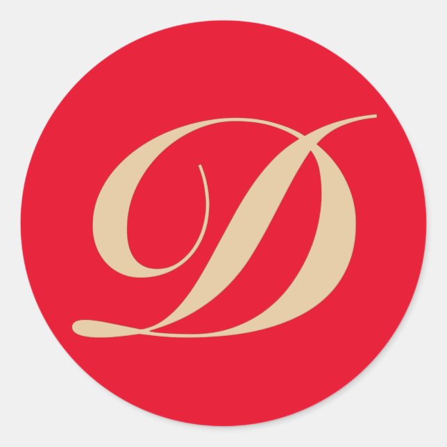 Adesivo Redondo Monograma - Letra Inicial D (Frente)