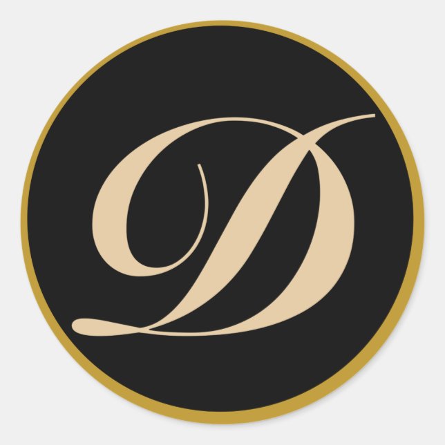 Adesivo Redondo Monograma - Letra Inicial D (Frente)