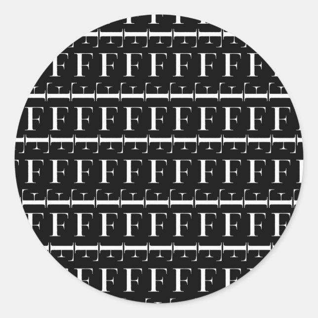 Adesivo Redondo Monograma - Letra inicial F (Frente)