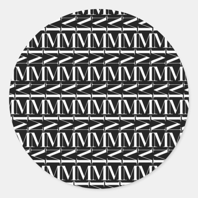 Adesivo Redondo Monograma - Letra Inicial M (Frente)