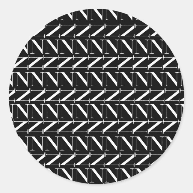 Adesivo Redondo Monograma - Letra inicial N (Frente)