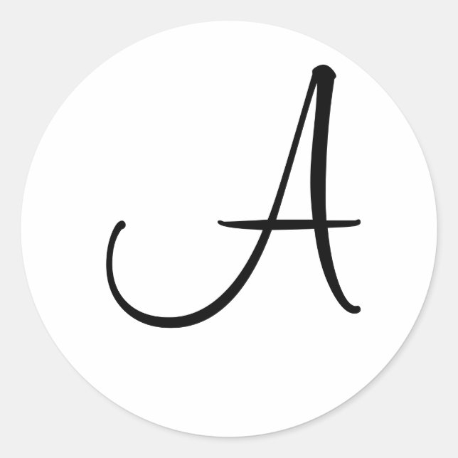 Adesivo Redondo Monograma - Letra Inicial Preta Personalizada (Frente)