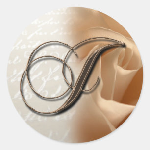 Adesivo Redondo Monograma - Letra J Vinheta de Envelope Casado