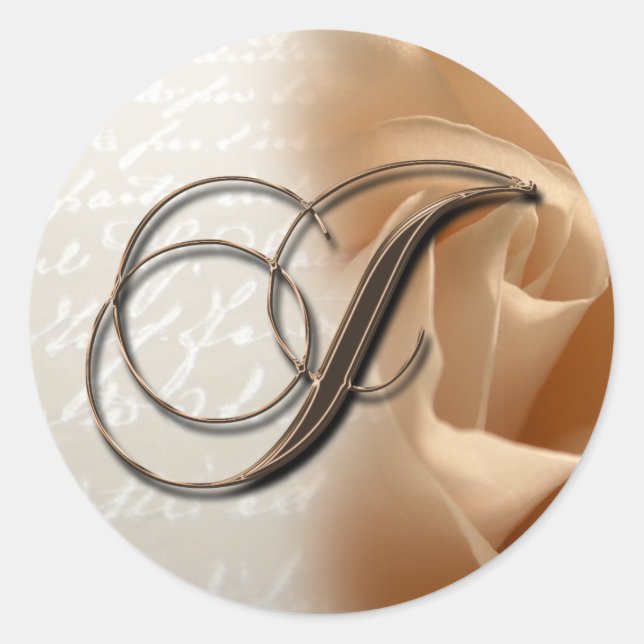 Adesivo Redondo Monograma - Letra J Vinheta de Envelope Casado (Frente)