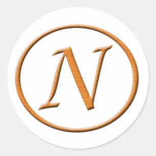 Adesivo Redondo Monograma - Letra N Mão