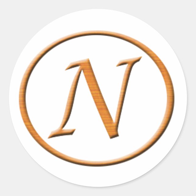 Adesivo Redondo Monograma - Letra N Mão (Frente)