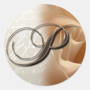 Adesivo Redondo Monograma - Letra P Vinheta de Envelope Casado