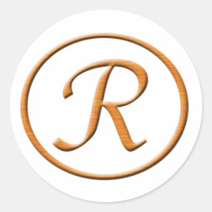 Adesivo Redondo Monograma - Letra R Madeira