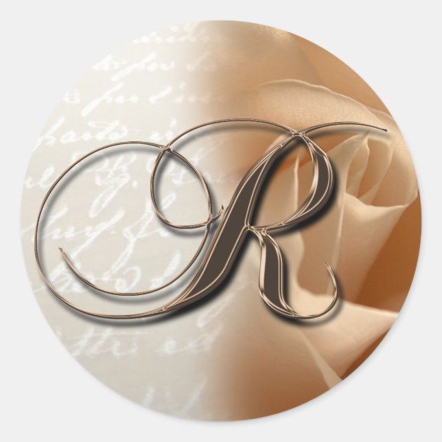 Adesivo Redondo Monograma - Letra R Selo de Envelope Casado (Frente)