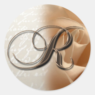 Adesivo Redondo Monograma - Letra R Selo de Envelope Casado