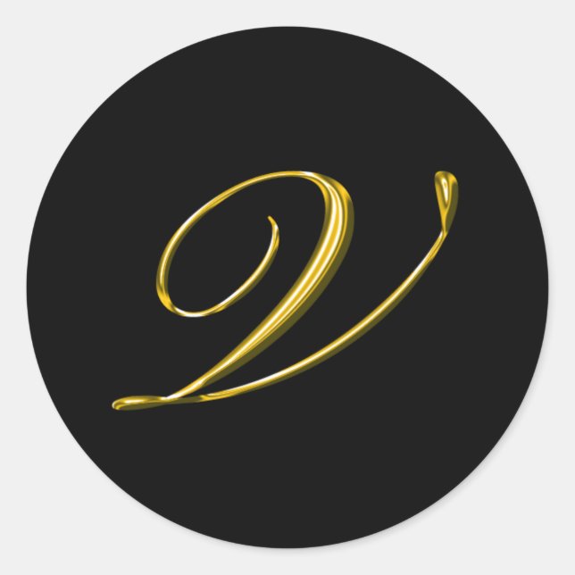 Adesivo Redondo Monograma - Letra V Selo de Envelope Casado (Frente)