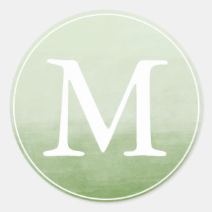Adesivo Redondo Monograma - Letra Verde Forma Água