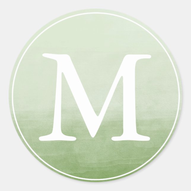 Adesivo Redondo Monograma - Letra Verde Forma Água (Frente)