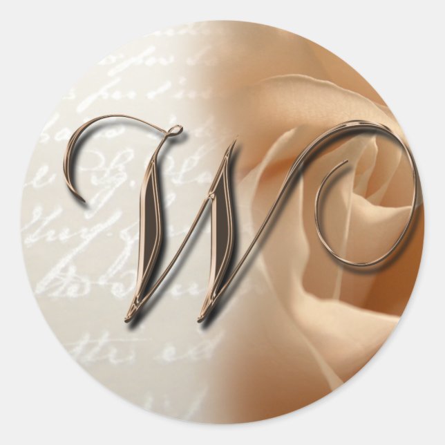 Adesivo Redondo Monograma - Letra W Sticker de Envelope Casado (Frente)