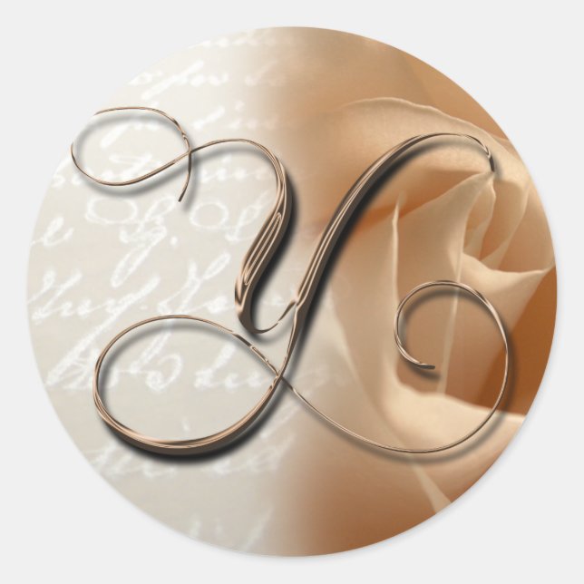 Adesivo Redondo Monograma - Letra Y Botão de Envelope de Casamento (Frente)