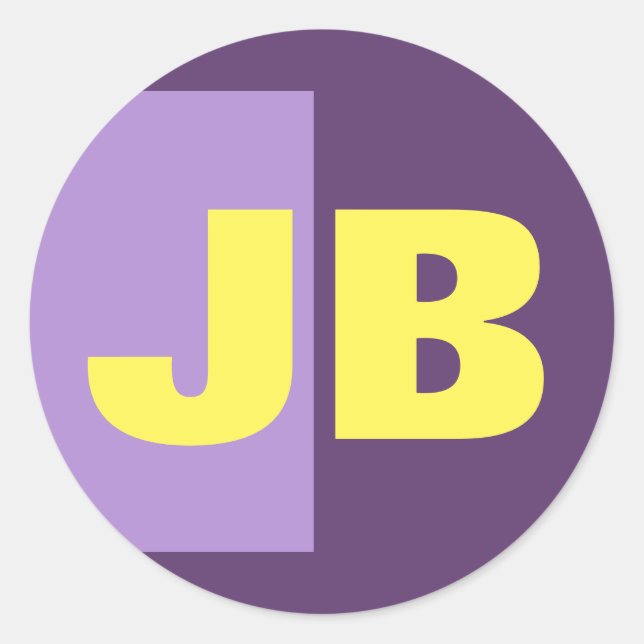 Adesivo Redondo Monograma Letras Iniciais Indigo Amarelo Minimalis (Frente)